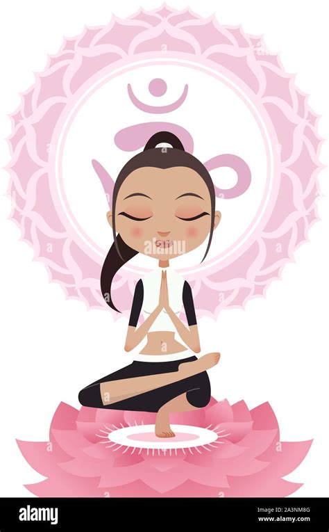 Meditating Lotus Position Asana Woman With Om Symbol Mandala Vector