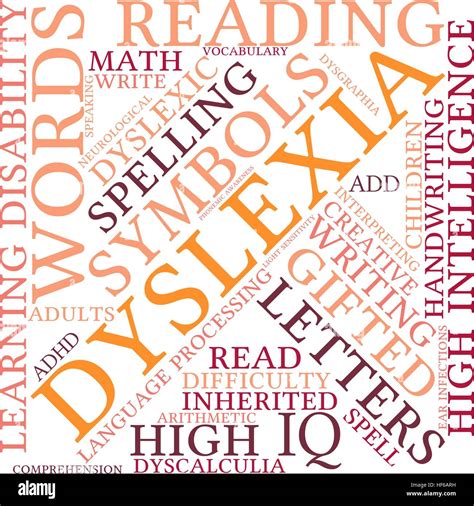 Dyslexia Word Cloud On A White Background Stock Vector Image Art Alamy