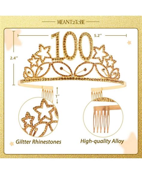 Meant2tobe 100th Birthday Sash And Tiara For Women Fabulous Glitter Sash Stars Rhinestone