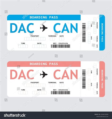 Realistic Airline Ticket Design Passenger Name Stock Vector Royalty