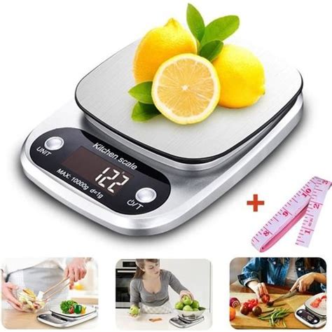 Balance de Cuisine Numérique 10kg 1g en Acier Inoxydable avec Écran LCD