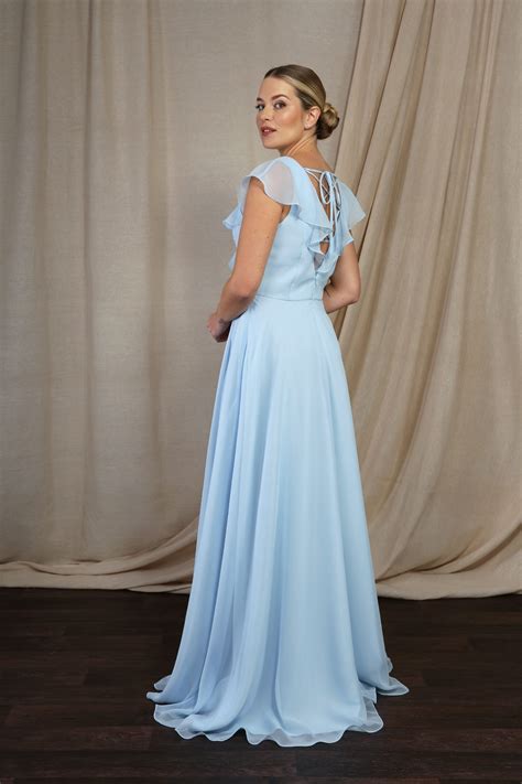 Lace Up Back Chiffon Frill Dress - Emma Bridals