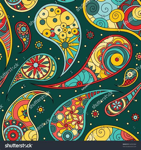 Colorful Paisley Seamless Pattern Stock Vector Royalty Free 94393384