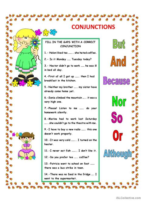 CONJUNCTIONS English ESL Worksheets Pdf Doc