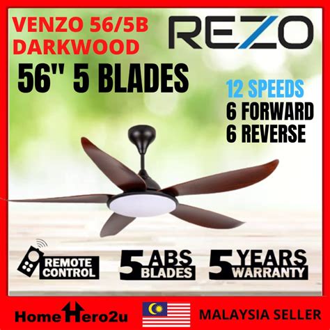 Rezo VENZO 56 5B 12 SPEED Remote Control Lighting Ceiling Fan DC Motor