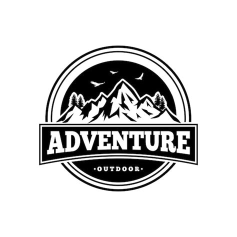 El Logotipo De La Aventura Es Un Vector De Diseño En Blanco Y Negro