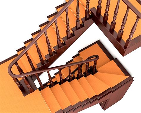 3d Model Of Wooden Stairs