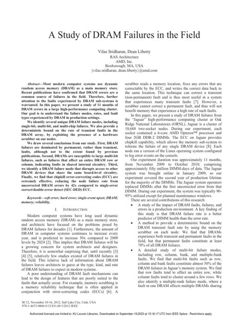 A Study of DRAM Failures in The Field | PDF | Dynamic Random Access ...