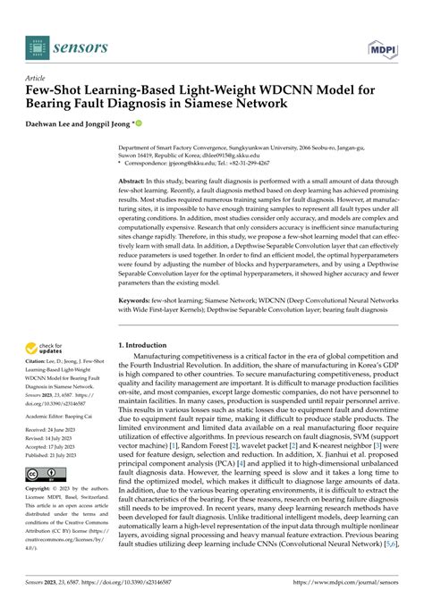 Pdf Few Shot Learning Based Light Weight Wdcnn Model For Bearing