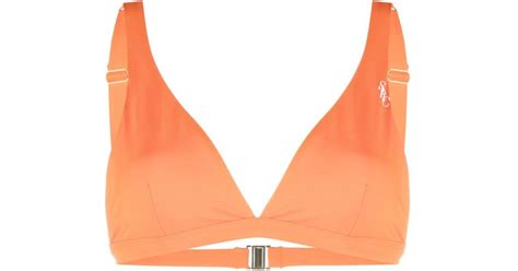 Sporty Rich Logo Print Triangle Bikini Top In Orange Lyst