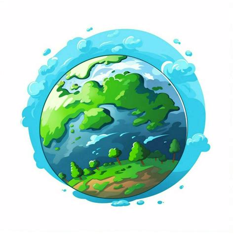 Earth 2d Cartoon Vector Illustration On White Background H 30686356