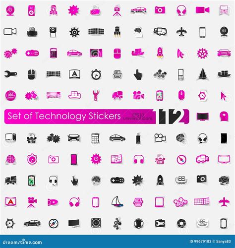 Set Of Technology Stickers Vector Illustration | CartoonDealer.com #55078848