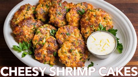 Cheesy Shrimp Cakes Recipe With Lemon Aioli Sauce Youtube