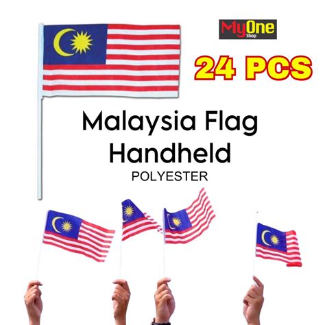 24PCS Malaysia Flag Handheld Bendera Tangan Malaysia Hand Material