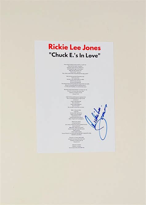 Rickie Lee Jones chuck E. in Love Signed A4 Lyric Sheet - Etsy