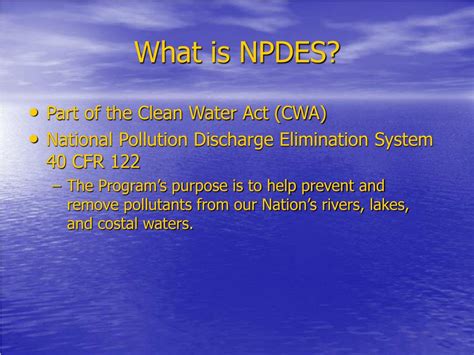 Ppt The Npdes Permit Program And Its Applications On A Local Industry