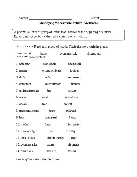 Prefixes Worksheets Worksheets Library