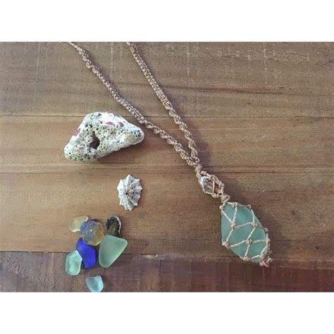 Sea Glass Macrame Necklace Sea Glass Necklace Sea Glass Sea Shell