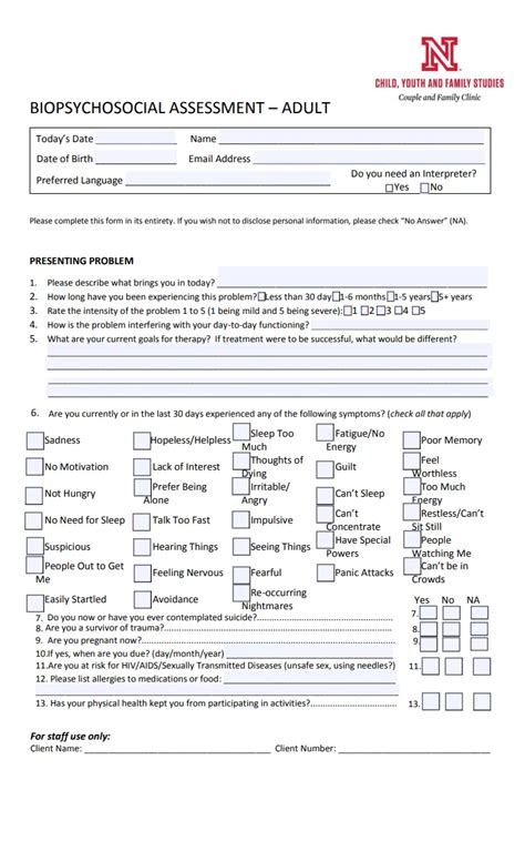 Adult Biopsychosocial Assessment Template Free Word And Excel Templates