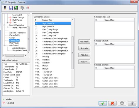 Set Up Hsm Codes Using Canned Text In Mastercam