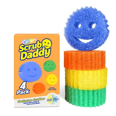 Scrub Daddy Colors Sponges 4 Count 810044130492 The Home Depot