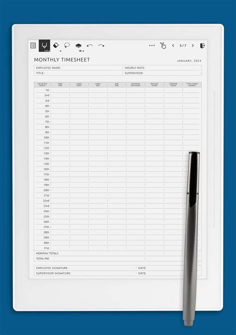 Download Printable Monthly Timesheet Template PDF