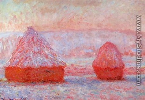 Grainstacks At Giverny Morning Effect By Claude Oscar Monet Mystudios