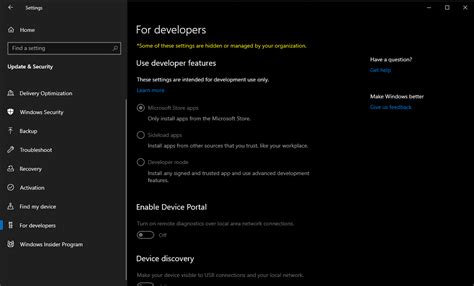 enable developer mode microsoft community