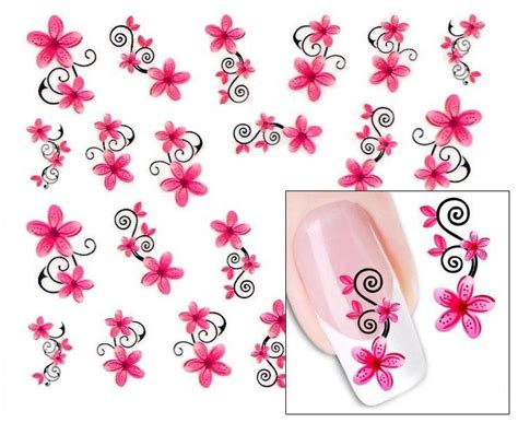 Water Transfer Nail Stickers Nail Decals Pink Flower Design Pink