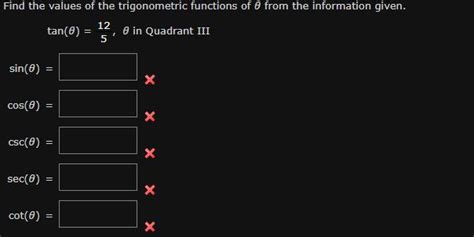 Answered Find The Values Of The Trigonometric Functions Of From The Kunduz