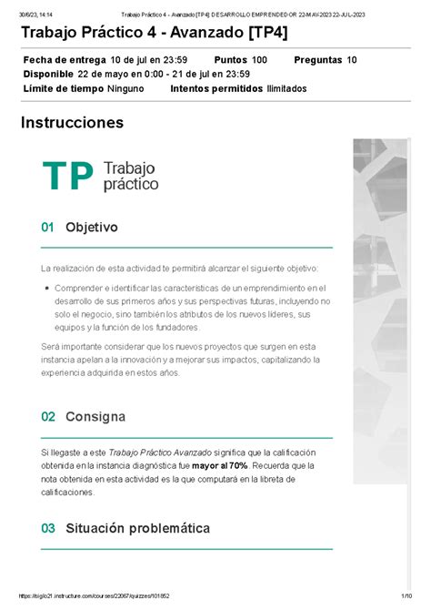 Trabajo Pr Ctico Avanzado Tp Desarrollo Emprendedor May