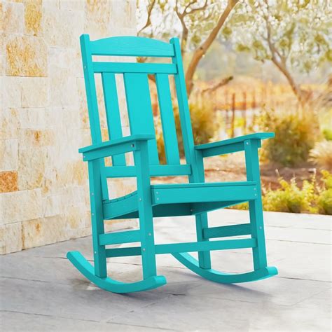 Lue Bona The Adirondack Aruba Blue Plastic Frame Stationary Rocking