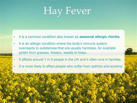 Hay Fever Seasonal Allergic Rhinitis How To Manage Your Symptoms Ppt