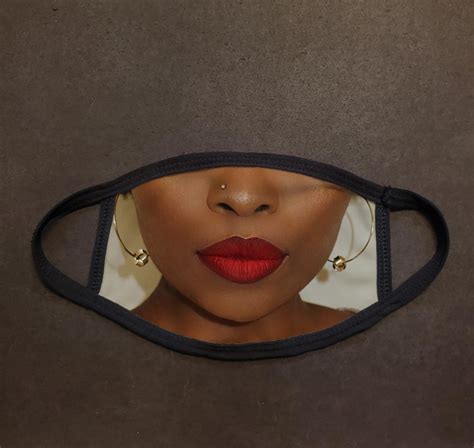 Caramelafrican American Sexy Red Lips Face Mask Etsy