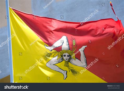 Flag Sicily Triskelion Threelegged Symbol Stock Photo 105172850