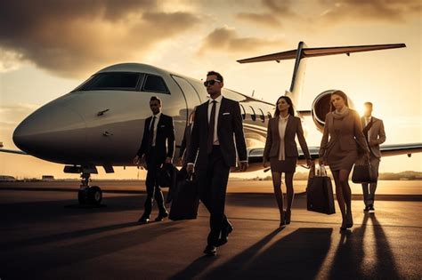 Premium Photo Executive Business Team Leaving Corporate Jet