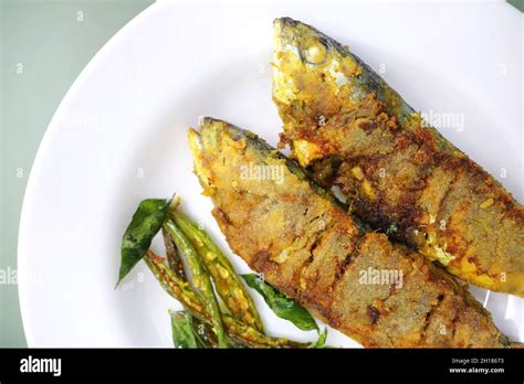 Indian Mackerel Fish Fry Bangda Rava Fry Whole Fried Fish Served On A