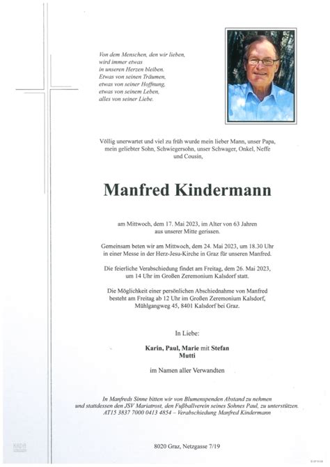 Wir Trauern Um Unser Mitglied Manfred Kindermann Interessensverband