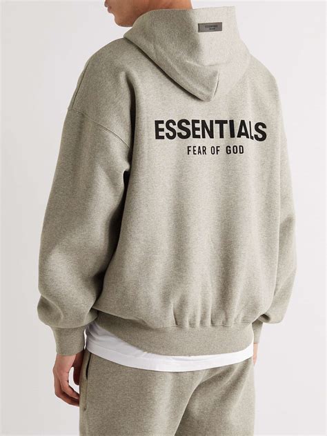 FEAR OF GOD ESSENTIALS Logo-Flocked Cotton-Blend Jersey Hoodie for Men | MR PORTER