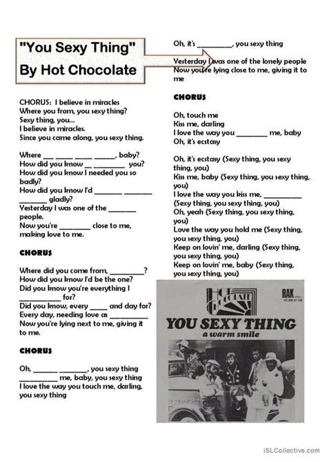 You Sexy Thing By Hot Chocolate Song… English Esl Worksheets Pdf And Doc