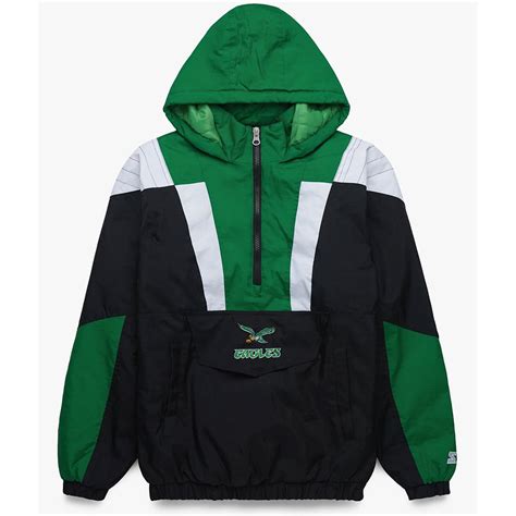 Green Black Starter Philadelphia Eagles Hooded Jacket Jackets Masters