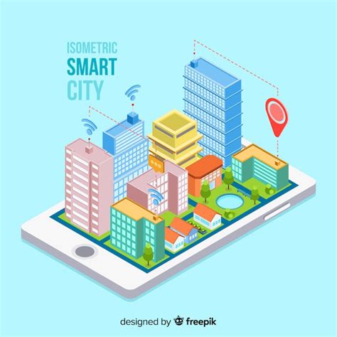 Premium Vector Isometric Smart City Background