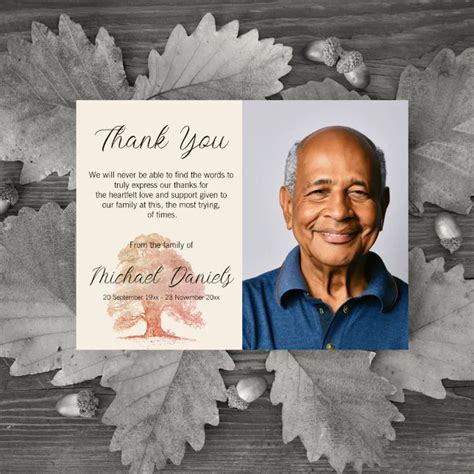 Oak Tree Funeral Thank You Cards Zazzle