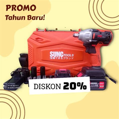 Jual Mesin Bor Cordless Impact Wrench Sunc Tool 48v Pembuka Baut Motor