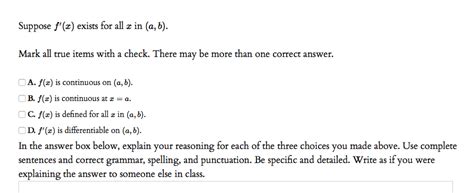 Solved Suppose F X Exists For All X In A B Mark All