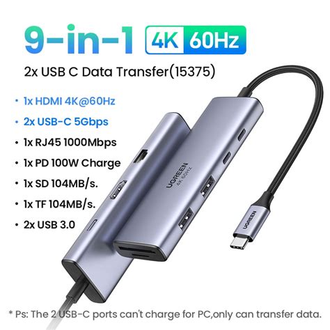 Ugreen Usb Hub 4k 60hz Usb C To Hdmi 20 Rj45 Usb 30 Pd Adapter Shopee Singapore