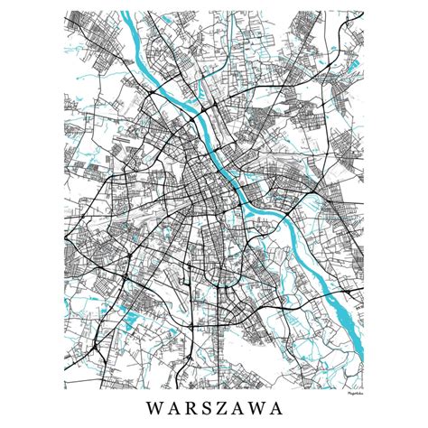 Warszawa Plakat Mapa Warszawy