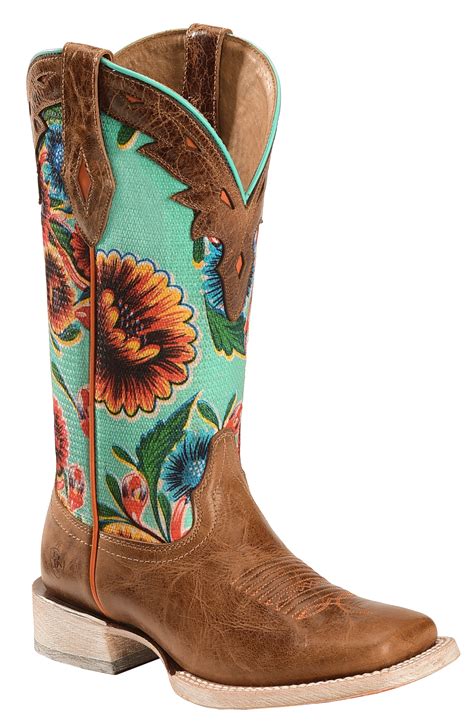 Ariat Floral Textile Circuit Champion Cowgirl Boots - Square Toe ...