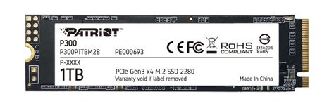 Patriot P300 M 2 2280 1TB PCIe Gen3 X4 NVMe 1 3 Internal Solid State