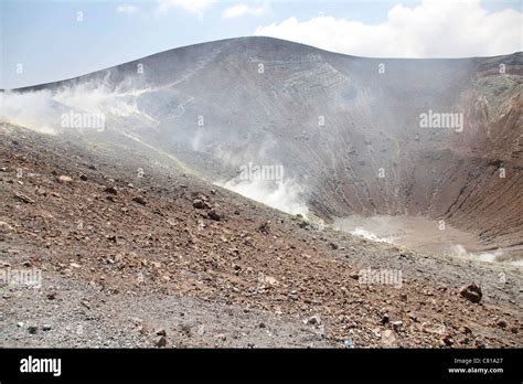 The Island Of Vulcano The Gran Cratere Active Volcano In Eolie